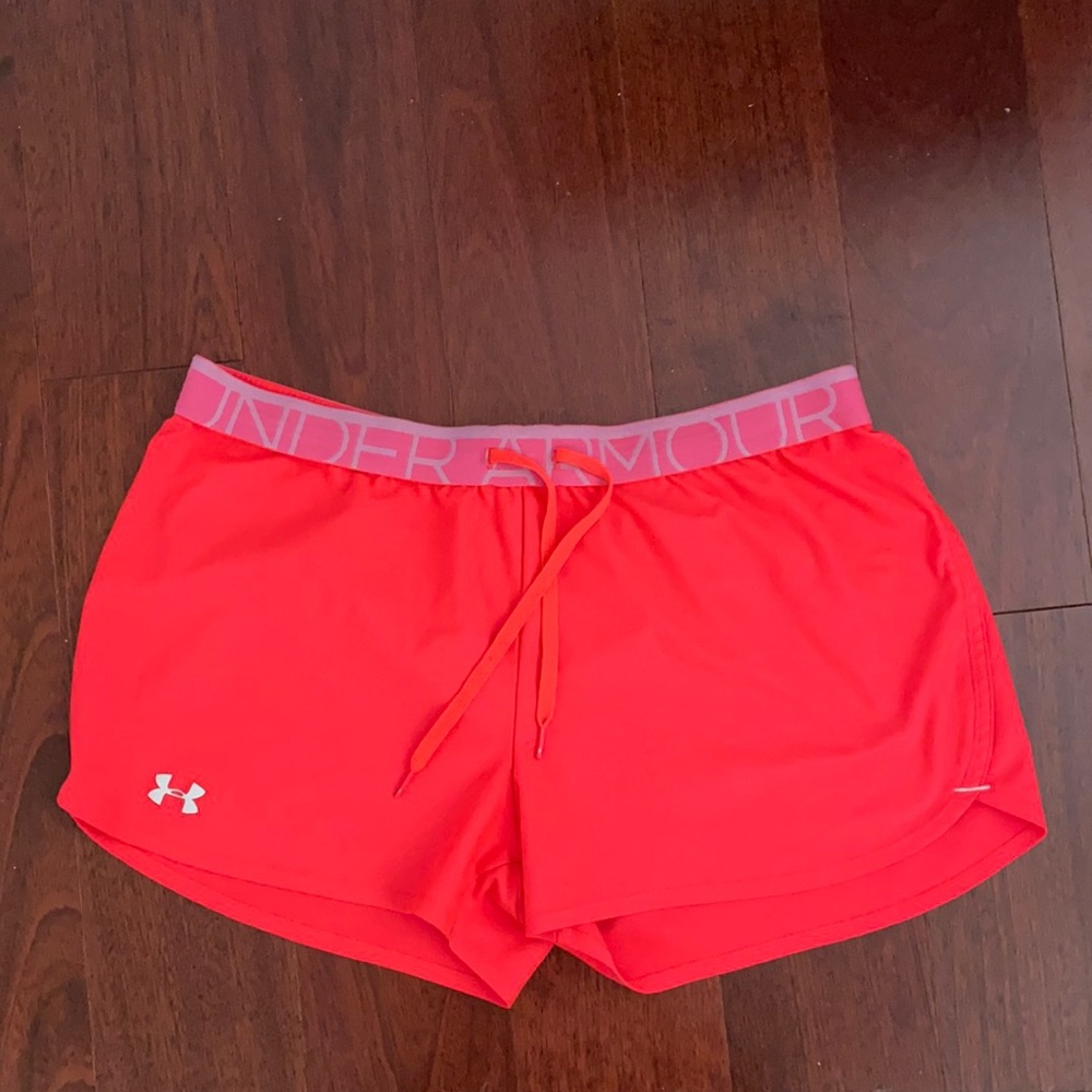 Neon pink under armour shorts